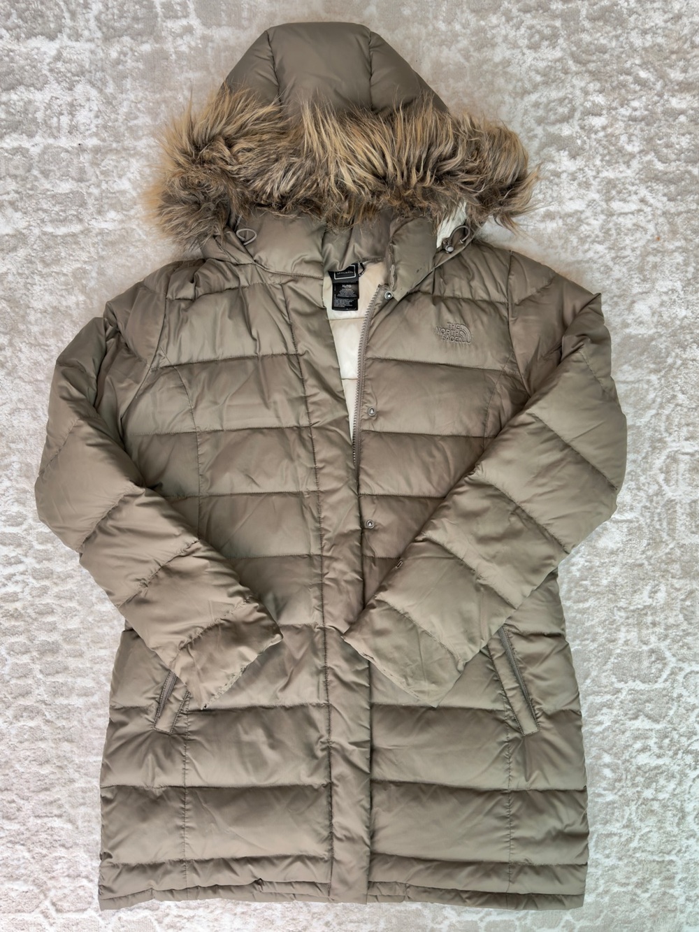 The North Face Parka Hooded Down Puffer Coat XL Khaki
